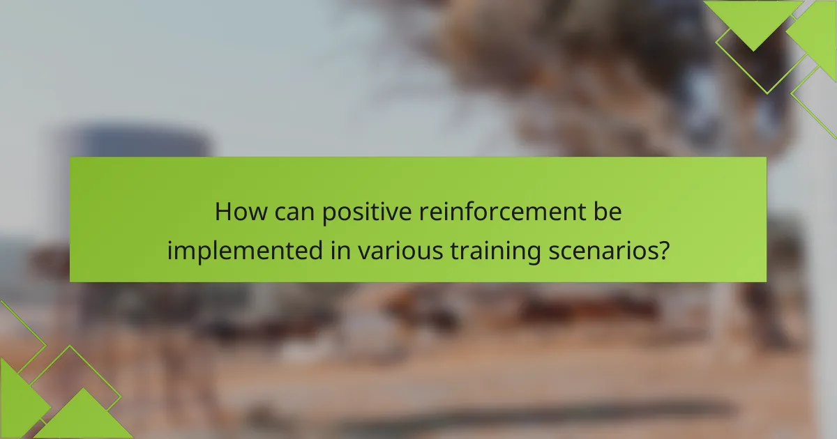 How can positive reinforcement be implemented in various training scenarios?