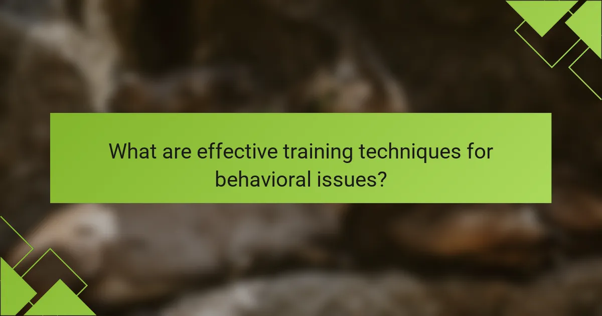 What are effective training techniques for behavioral issues?