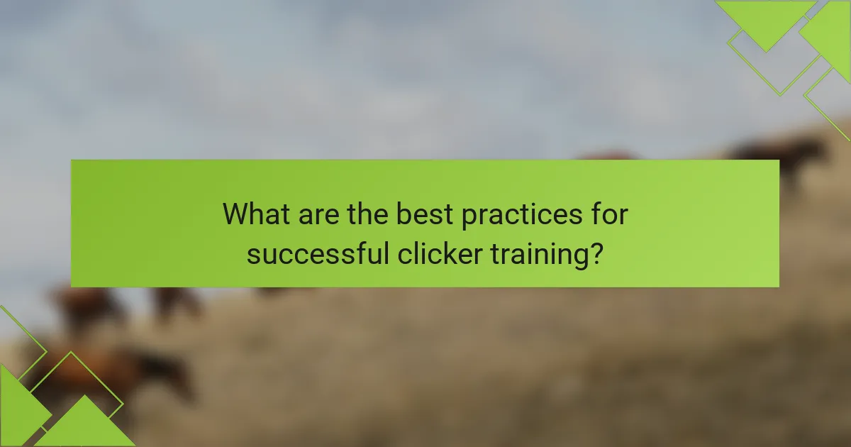 What are the best practices for successful clicker training?