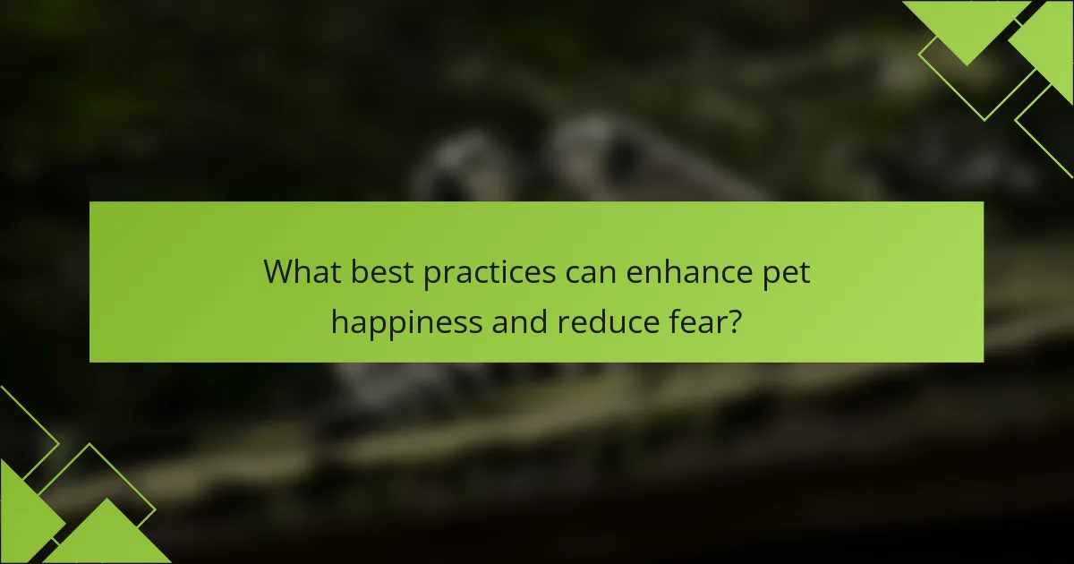 What best practices can enhance pet happiness and reduce fear?